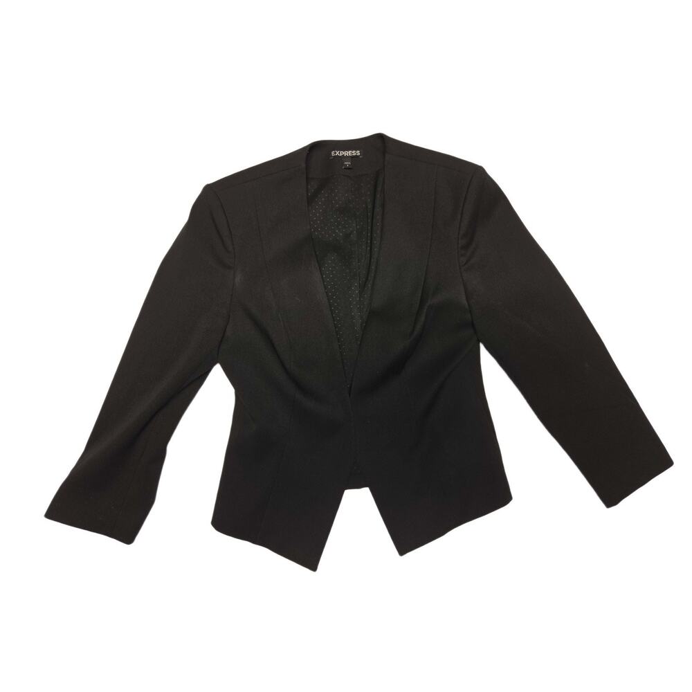 Express Women Black Open Front Professional Workwear Blazer Jacket Size 2